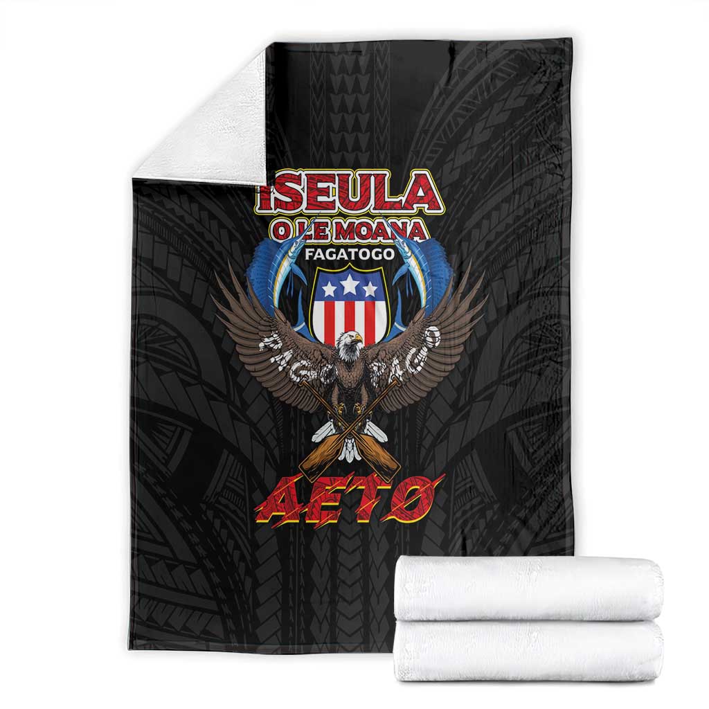 American Samoa Fautasi Blanket Pago Pago Aeto and Iseula o le Moana of Fagatogo Black Color - Polynesian Pride