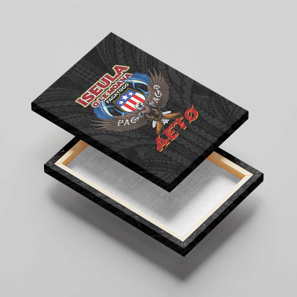 American Samoa Fautasi Canvas Wall Art Pago Pago Aeto and Iseula o le Moana of Fagatogo Black Color LT03 - Polynesian Pride