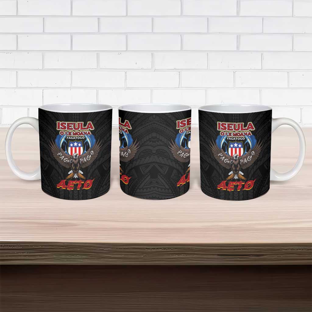 American Samoa Fautasi Ceramic Mug Pago Pago Aeto and Iseula o le Moana of Fagatogo Black Color - Polynesian Pride