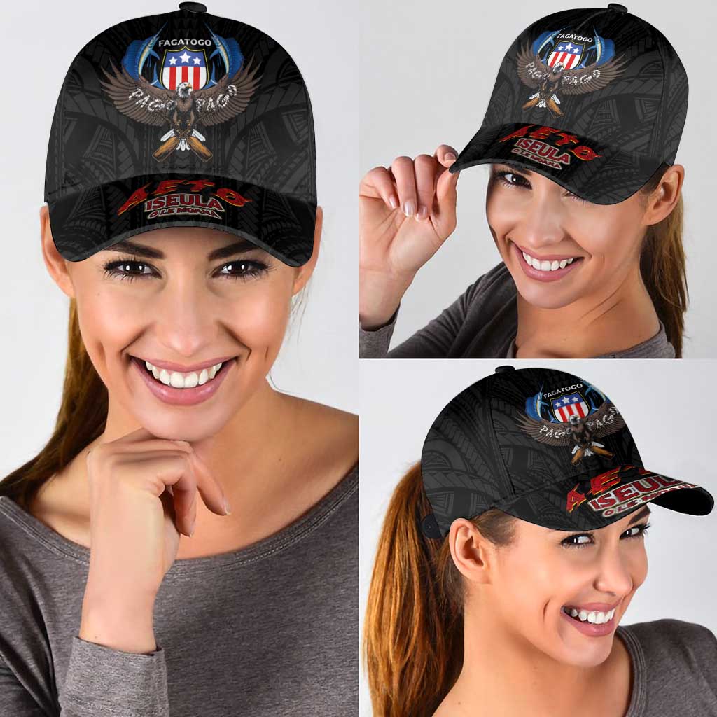 American Samoa Fautasi Classic Cap Pago Pago Aeto and Iseula o le Moana of Fagatogo Black Color - Polynesian Pride