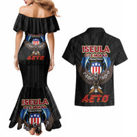 American Samoa Fautasi Couples Matching Mermaid Dress and Hawaiian Shirt Pago Pago Aeto and Iseula o le Moana of Fagatogo Black Color - Polynesian Pride