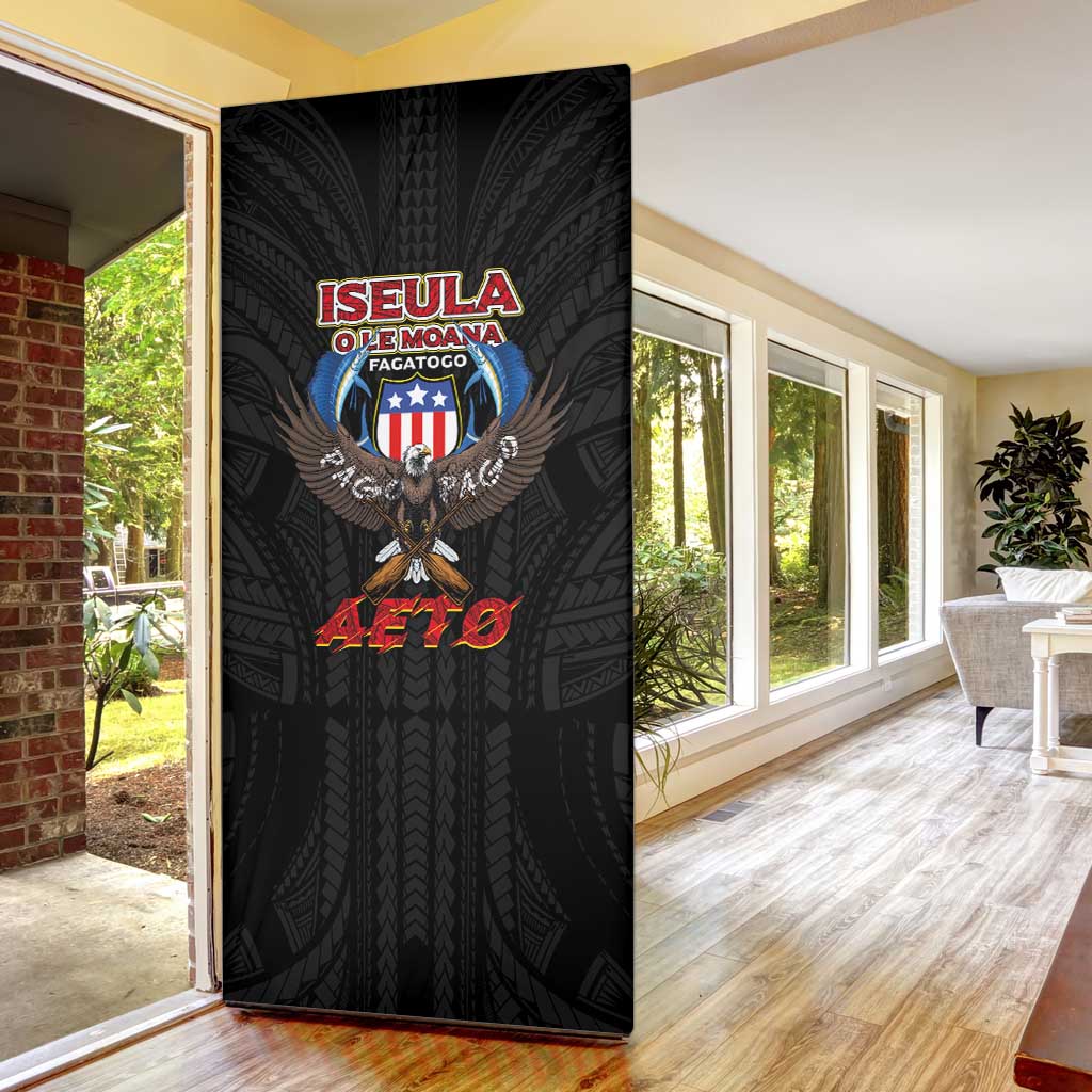 American Samoa Fautasi Door Cover Pago Pago Aeto and Iseula o le Moana of Fagatogo Black Color - Polynesian Pride