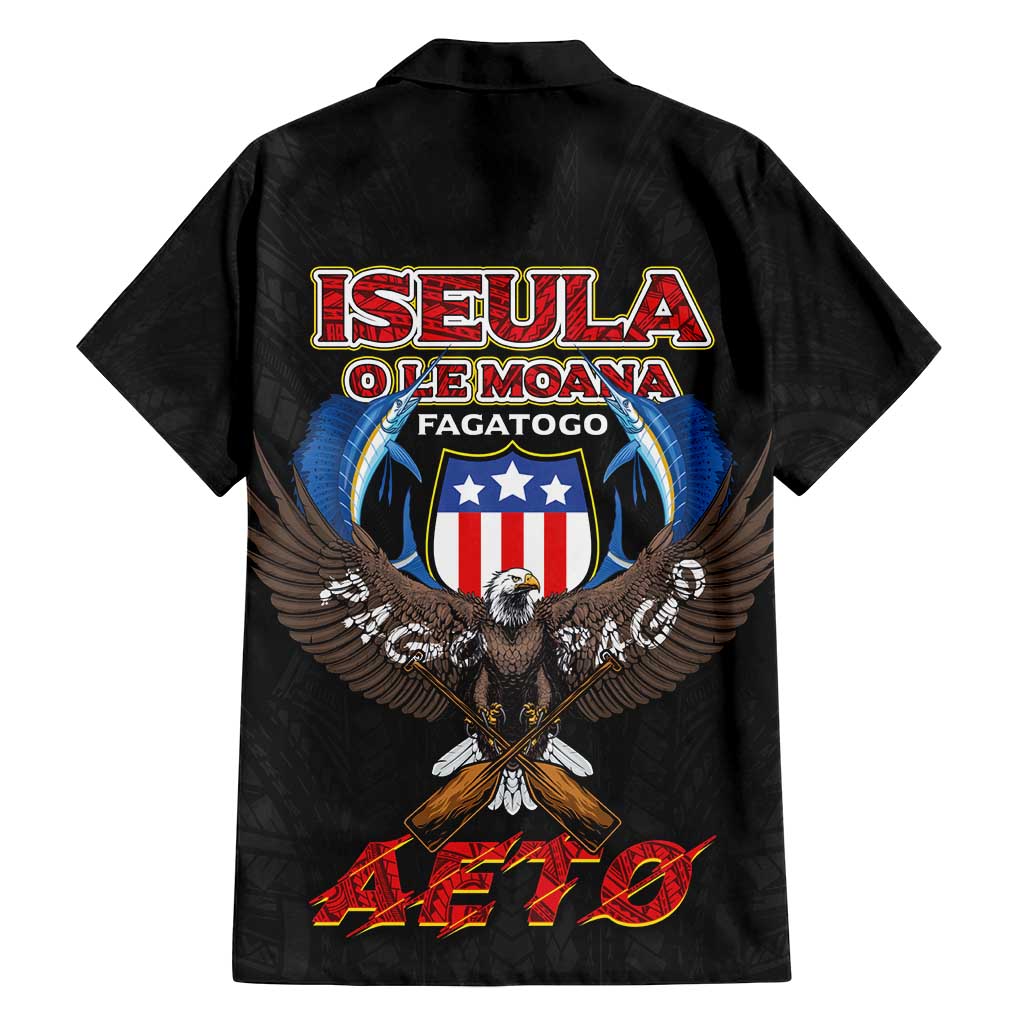 American Samoa Fautasi Family Matching Puletasi and Hawaiian Shirt Pago Pago Aeto and Iseula o le Moana of Fagatogo Black Color - Polynesian Pride