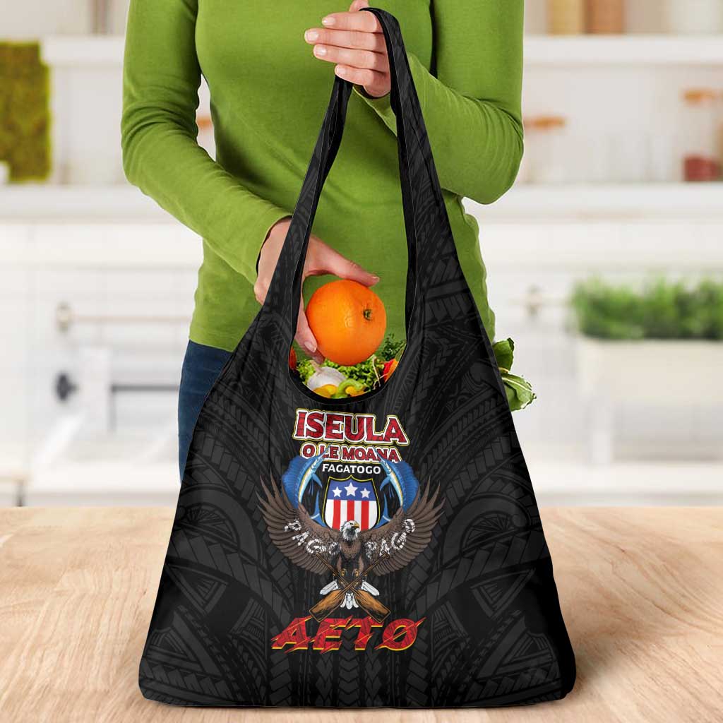American Samoa Fautasi Grocery Bag Pago Pago Aeto and Iseula o le Moana of Fagatogo Black Color - Polynesian Pride