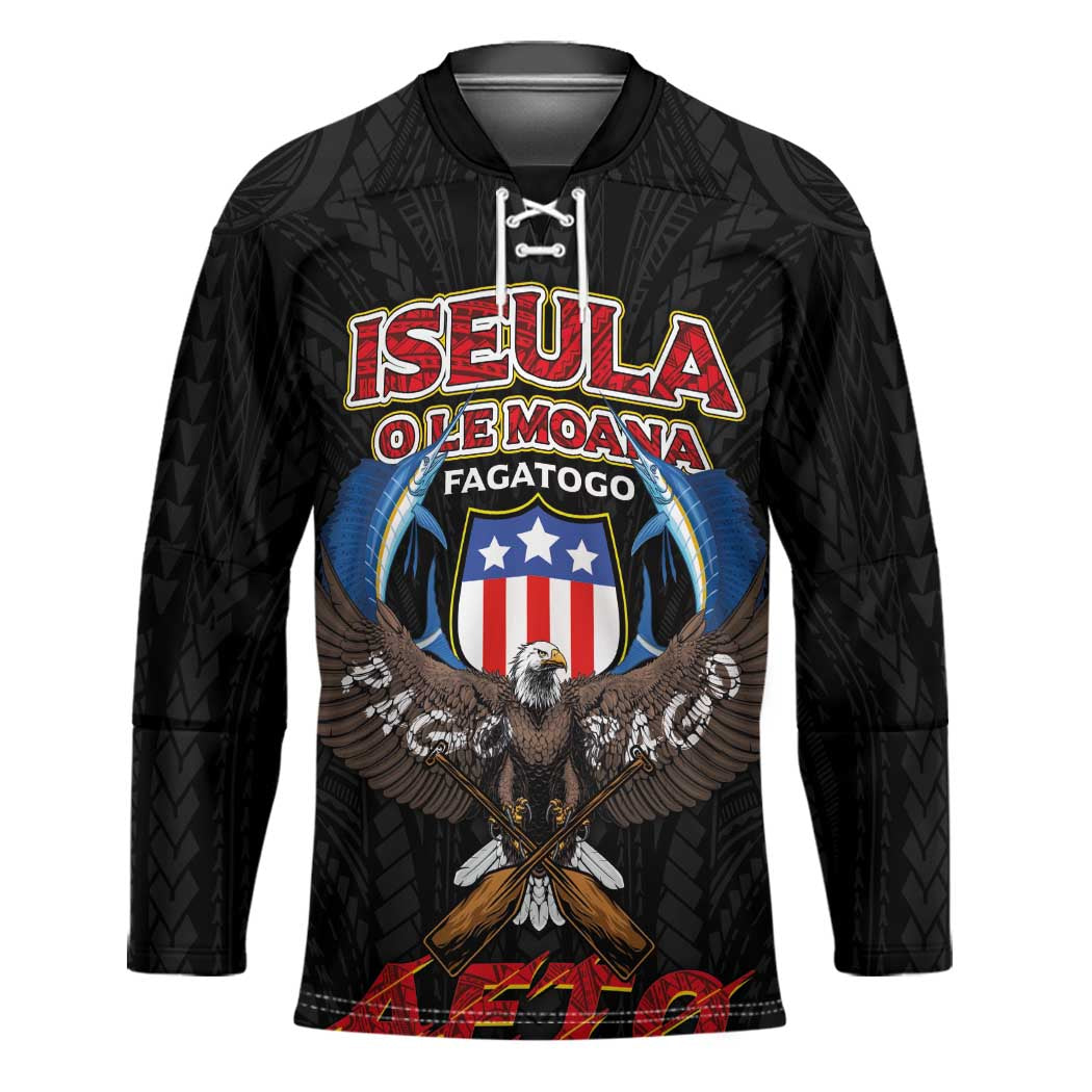 American Samoa Fautasi Hockey Jersey Pago Pago Aeto and Iseula o le Moana of Fagatogo Black Color LT03 Unisex Black - Polynesian Pride