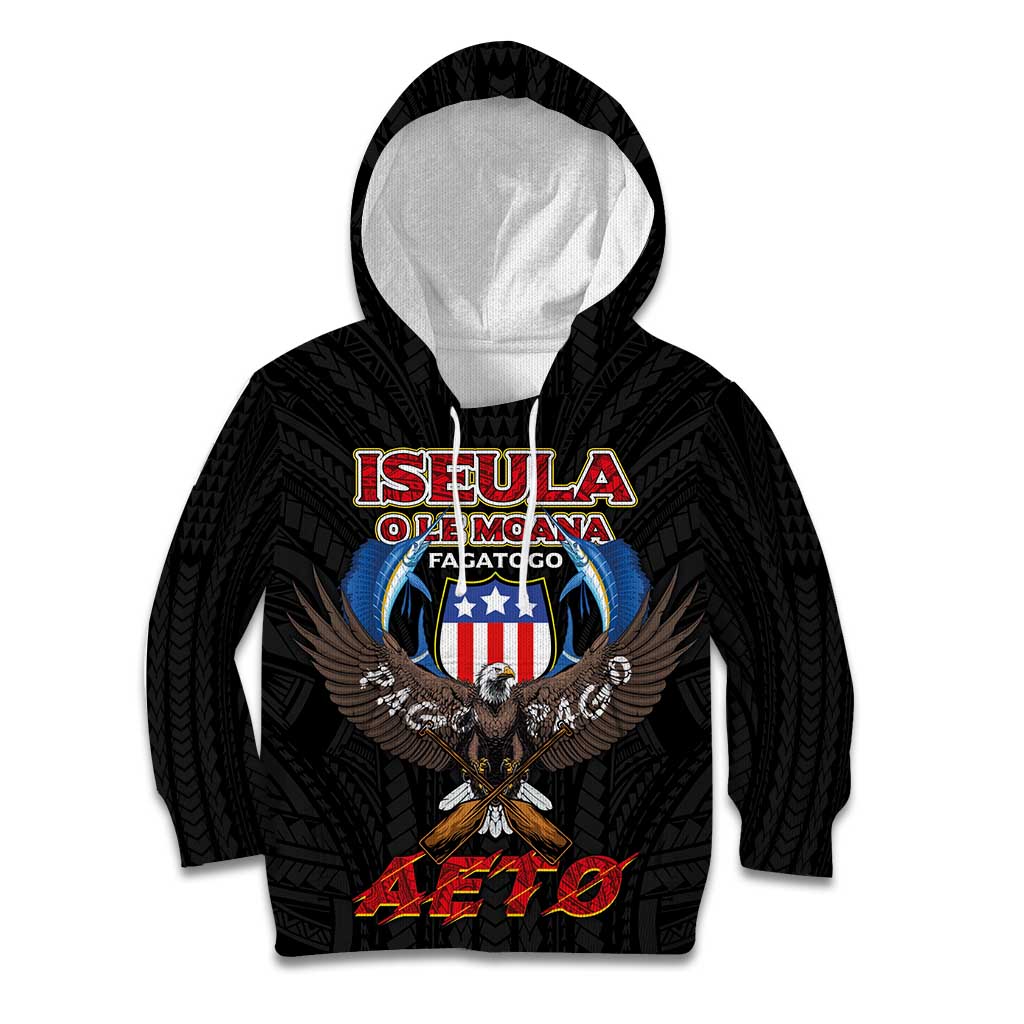 American Samoa Fautasi Kid Hoodie Pago Pago Aeto and Iseula o le Moana of Fagatogo Black Color - Polynesian Pride