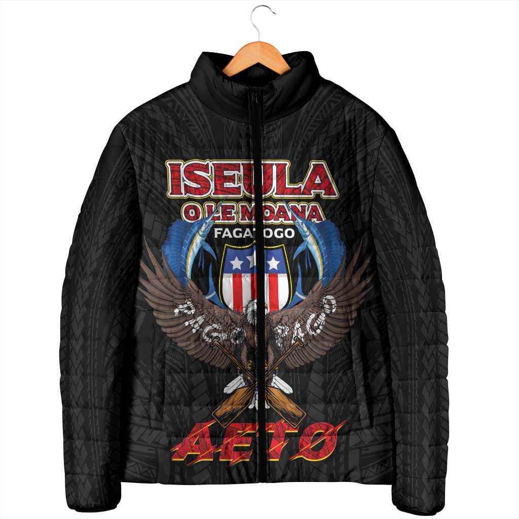 American Samoa Fautasi Padded Jacket Pago Pago Aeto and Iseula o le Moana of Fagatogo Black Color LT03 - Polynesian Pride