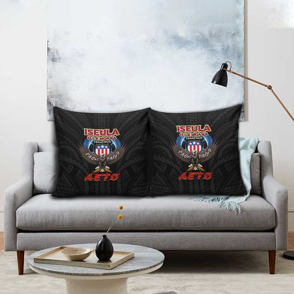 American Samoa Fautasi Pillow Cover Pago Pago Aeto and Iseula o le Moana of Fagatogo Black Color LT03 - Polynesian Pride