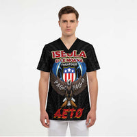 American Samoa Fautasi Scrub Top Pago Pago Aeto and Iseula o le Moana of Fagatogo Black Color - Polynesian Pride