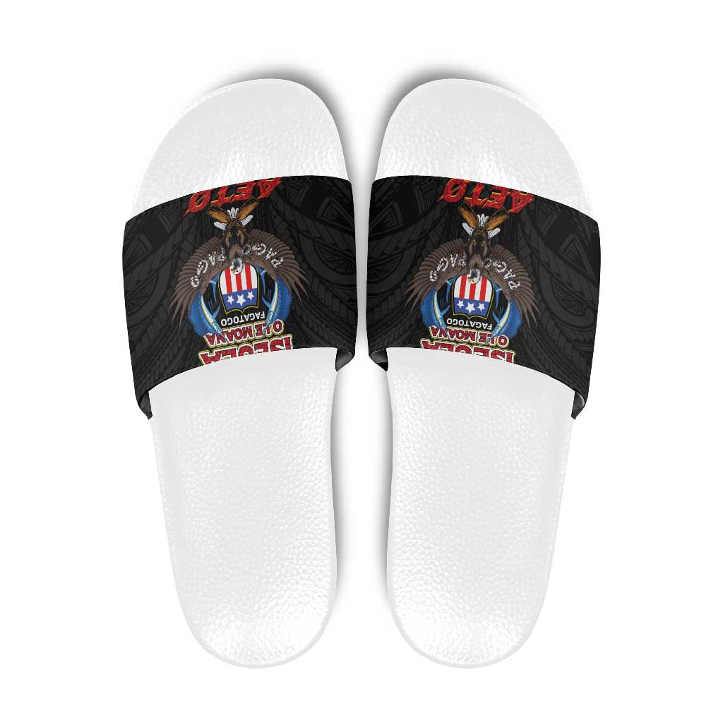 American Samoa Fautasi Slide Sandals Pago Pago Aeto and Iseula o le Moana of Fagatogo Black Color LT03 Black - Polynesian Pride
