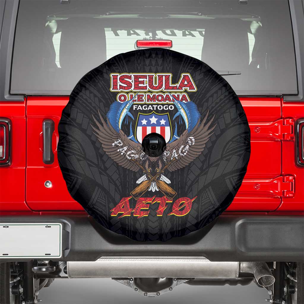 American Samoa Fautasi Spare Tire Cover Pago Pago Aeto and Iseula o le Moana of Fagatogo Black Color LT03 - Polynesian Pride