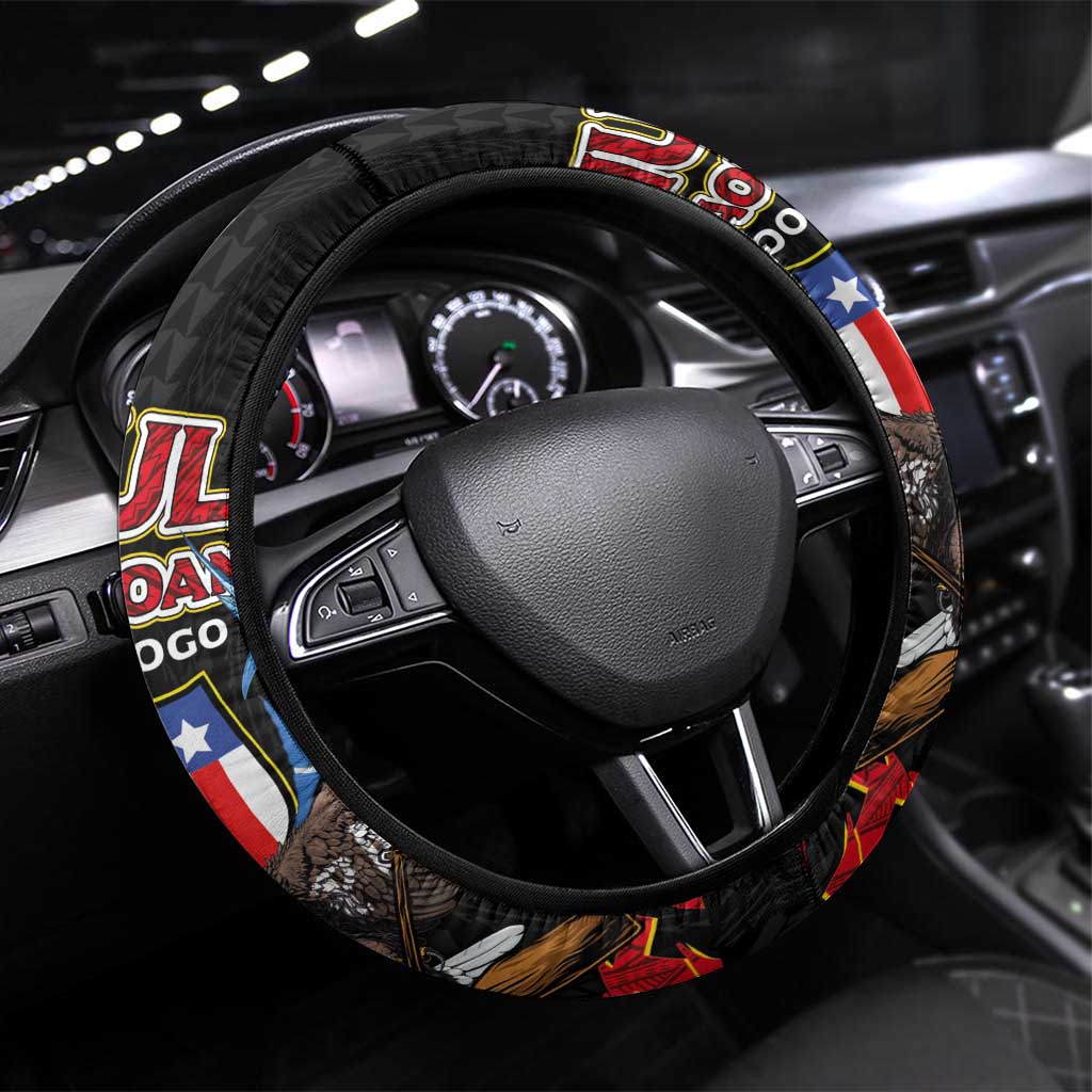 American Samoa Fautasi Steering Wheel Cover Pago Pago Aeto and Iseula o le Moana of Fagatogo Black Color LT03 Universal Fit Black - Polynesian Pride