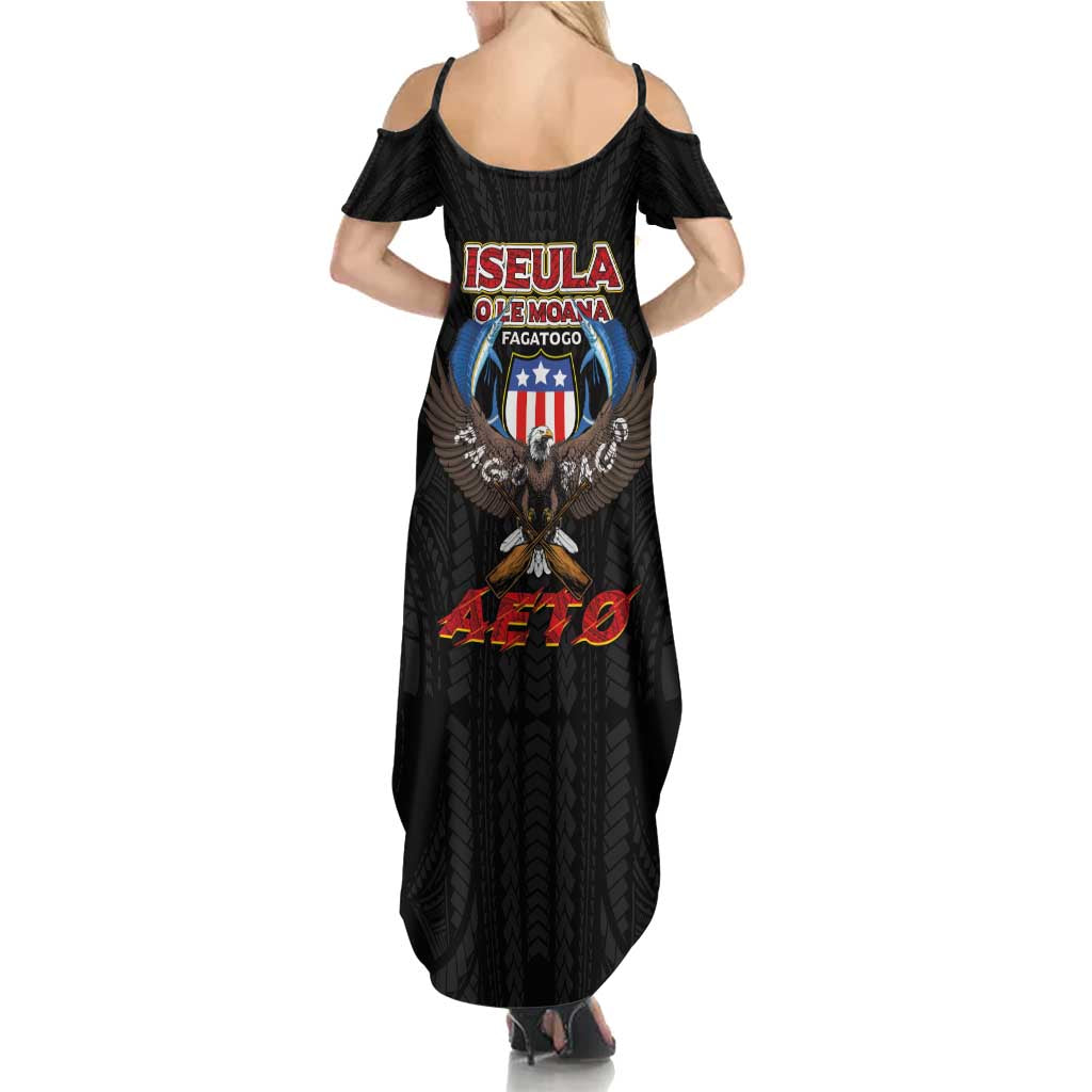 American Samoa Fautasi Summer Maxi Dress Pago Pago Aeto and Iseula o le Moana of Fagatogo Black Color LT03 - Polynesian Pride