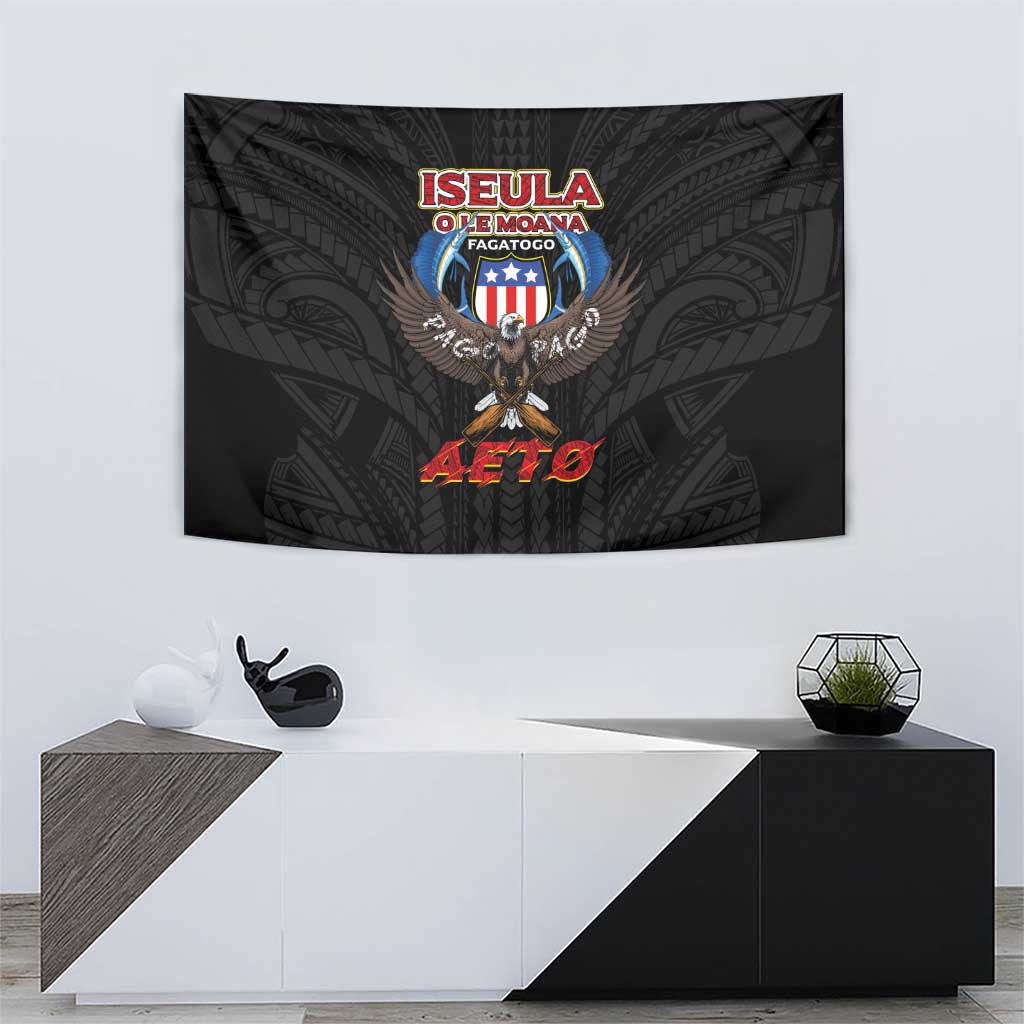 American Samoa Fautasi Tapestry Pago Pago Aeto and Iseula o le Moana of Fagatogo Black Color - Polynesian Pride