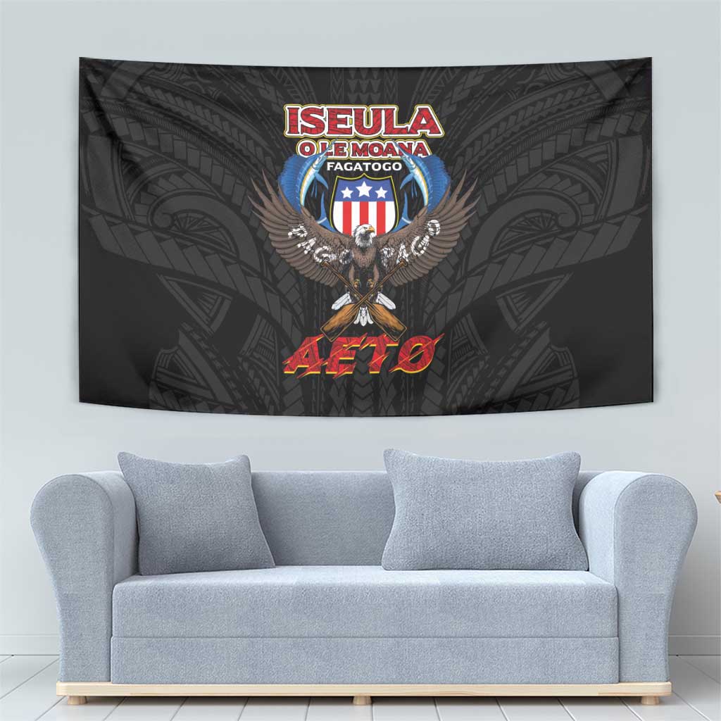 American Samoa Fautasi Tapestry Pago Pago Aeto and Iseula o le Moana of Fagatogo Black Color - Polynesian Pride