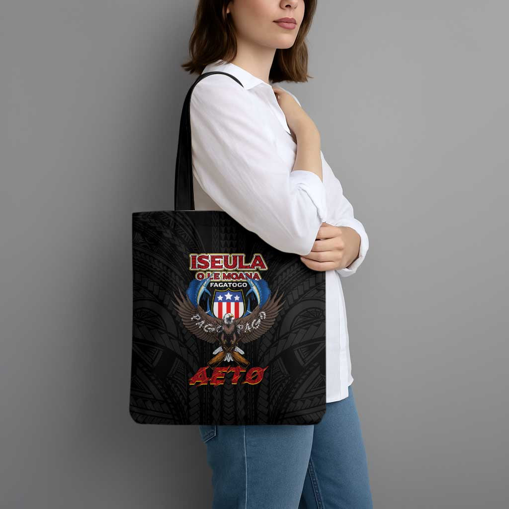 American Samoa Fautasi Tote Bag Pago Pago Aeto and Iseula o le Moana of Fagatogo Black Color LT03 - Polynesian Pride