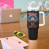 American Samoa Fautasi Tumbler With Handle Pago Pago Aeto and Iseula o le Moana of Fagatogo Black Color LT03 - Polynesian Pride