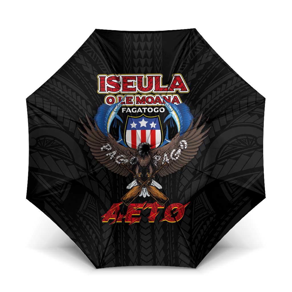American Samoa Fautasi Umbrella Pago Pago Aeto and Iseula o le Moana of Fagatogo Black Color - Polynesian Pride