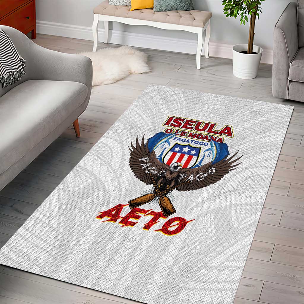 American Samoa Fautasi Area Rug Pago Pago Aeto and Iseula o le Moana of Fagatogo White Color LT03 - Polynesian Pride