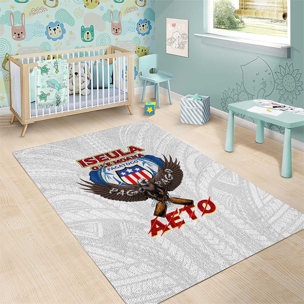 American Samoa Fautasi Area Rug Pago Pago Aeto and Iseula o le Moana of Fagatogo White Color LT03 - Polynesian Pride