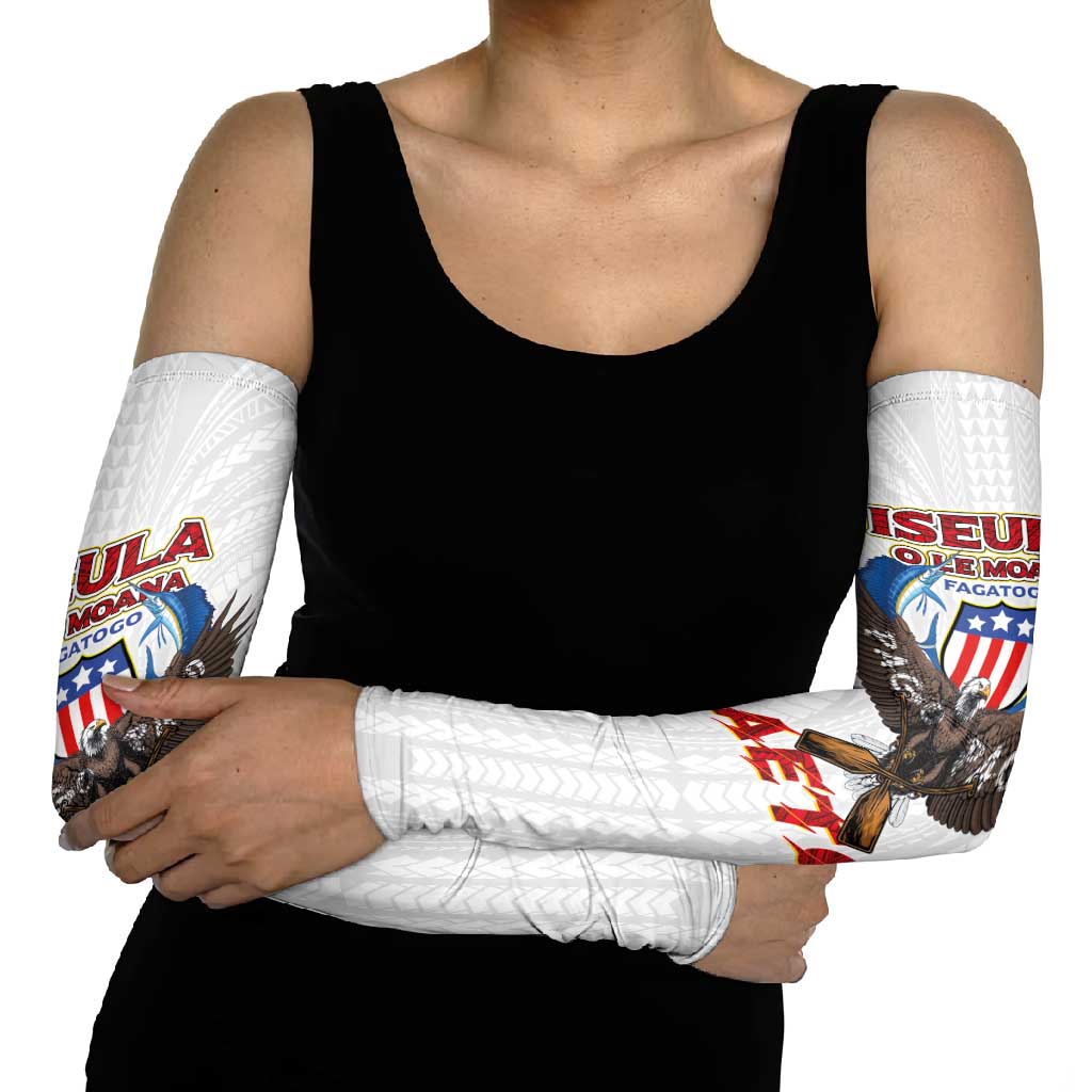 American Samoa Fautasi Arm Sleeves Pago Pago Aeto and Iseula o le Moana of Fagatogo White Color - Polynesian Pride