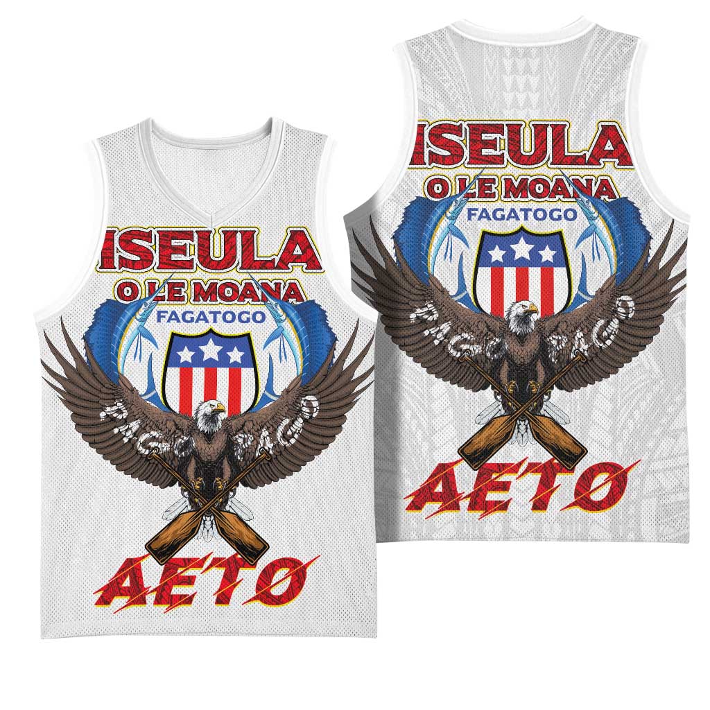 American Samoa Fautasi Basketball Jersey Pago Pago Aeto and Iseula o le Moana of Fagatogo White Color LT03 - Polynesian Pride
