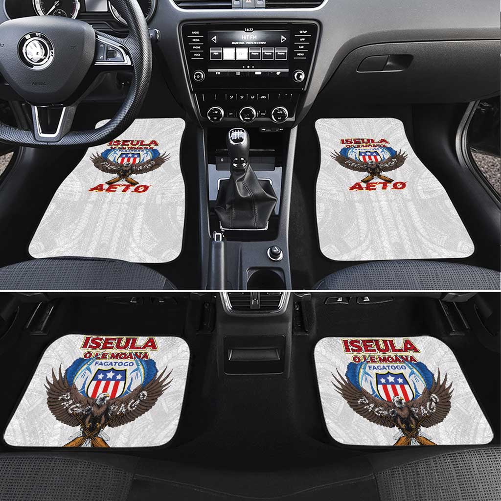 American Samoa Fautasi Car Mats Pago Pago Aeto and Iseula o le Moana of Fagatogo White Color LT03 Set 4pcs White - Polynesian Pride
