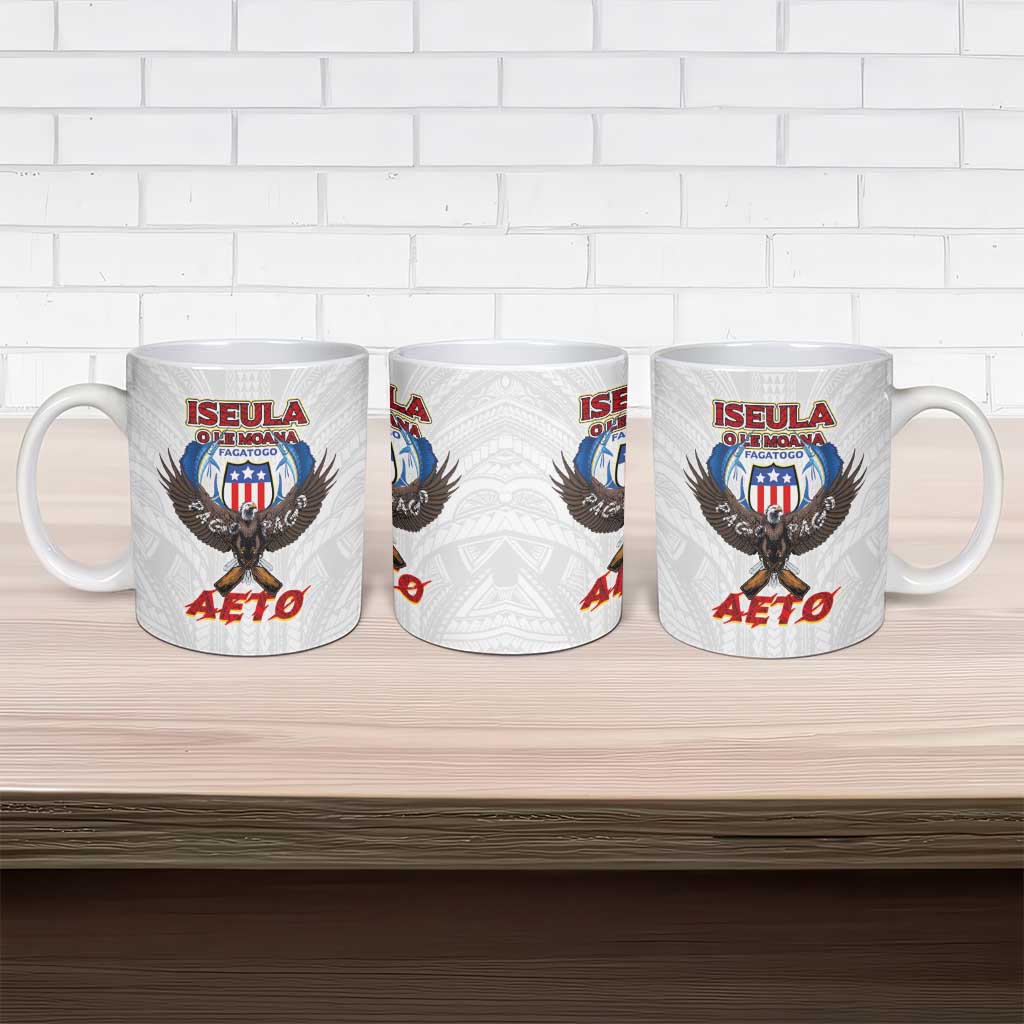 American Samoa Fautasi Ceramic Mug Pago Pago Aeto and Iseula o le Moana of Fagatogo White Color - Polynesian Pride