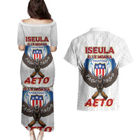 American Samoa Fautasi Couples Matching Puletasi and Hawaiian Shirt Pago Pago Aeto and Iseula o le Moana of Fagatogo White Color LT03 - Polynesian Pride