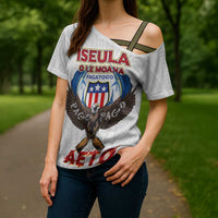 American Samoa Fautasi Cross Shoulder Shirt Pago Pago Aeto and Iseula o le Moana of Fagatogo White Color - Polynesian Pride