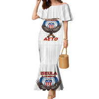 American Samoa Fautasi Family Matching Mermaid Dress and Hawaiian Shirt Pago Pago Aeto and Iseula o le Moana of Fagatogo White Color - Polynesian Pride