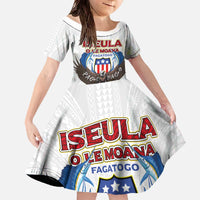 American Samoa Fautasi Family Matching Off The Shoulder Long Sleeve Dress and Hawaiian Shirt Pago Pago Aeto and Iseula o le Moana of Fagatogo White Color - Polynesian Pride