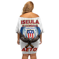 American Samoa Fautasi Family Matching Off Shoulder Short Dress and Hawaiian Shirt Pago Pago Aeto and Iseula o le Moana of Fagatogo White Color - Polynesian Pride