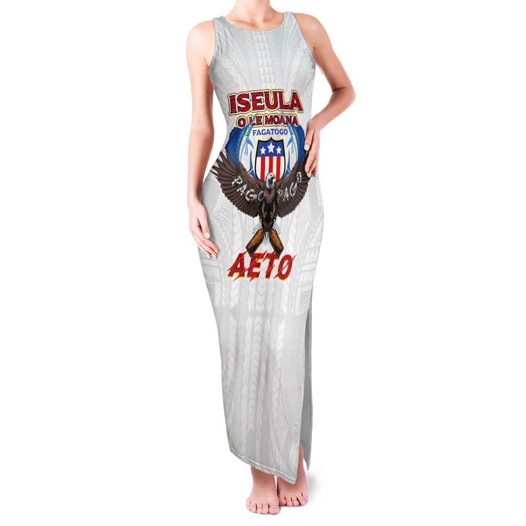 American Samoa Fautasi Family Matching Tank Maxi Dress and Hawaiian Shirt Pago Pago Aeto and Iseula o le Moana of Fagatogo White Color - Polynesian Pride