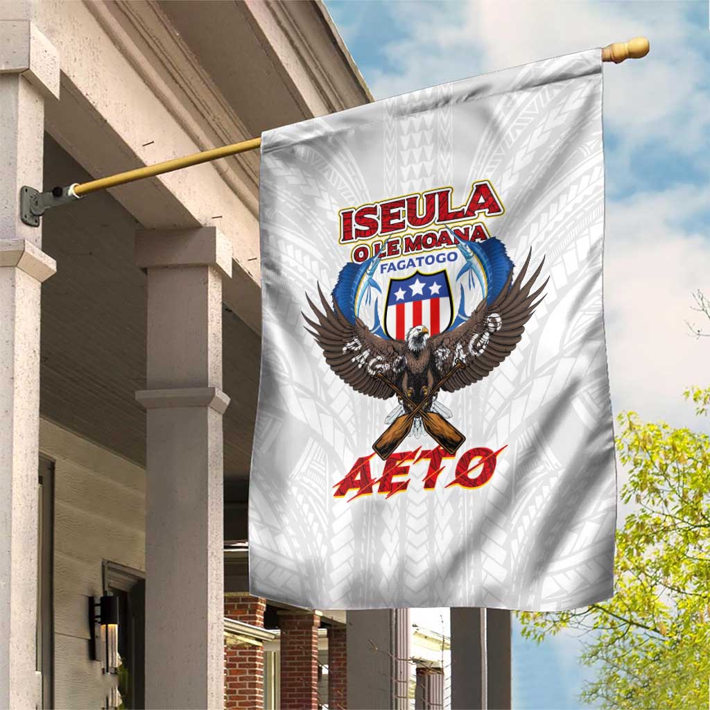 American Samoa Fautasi Garden Flag Pago Pago Aeto and Iseula o le Moana of Fagatogo White Color - Polynesian Pride