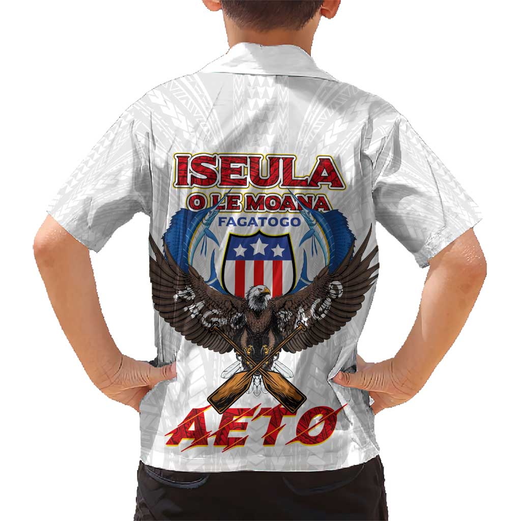 American Samoa Fautasi Kid Hawaiian Shirt Pago Pago Aeto and Iseula o le Moana of Fagatogo White Color LT03 - Polynesian Pride