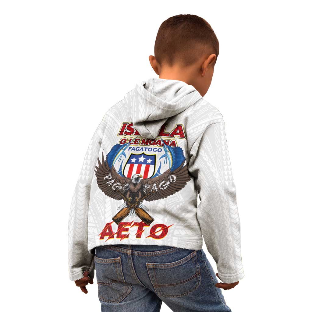 American Samoa Fautasi Kid Hoodie Pago Pago Aeto and Iseula o le Moana of Fagatogo White Color - Polynesian Pride