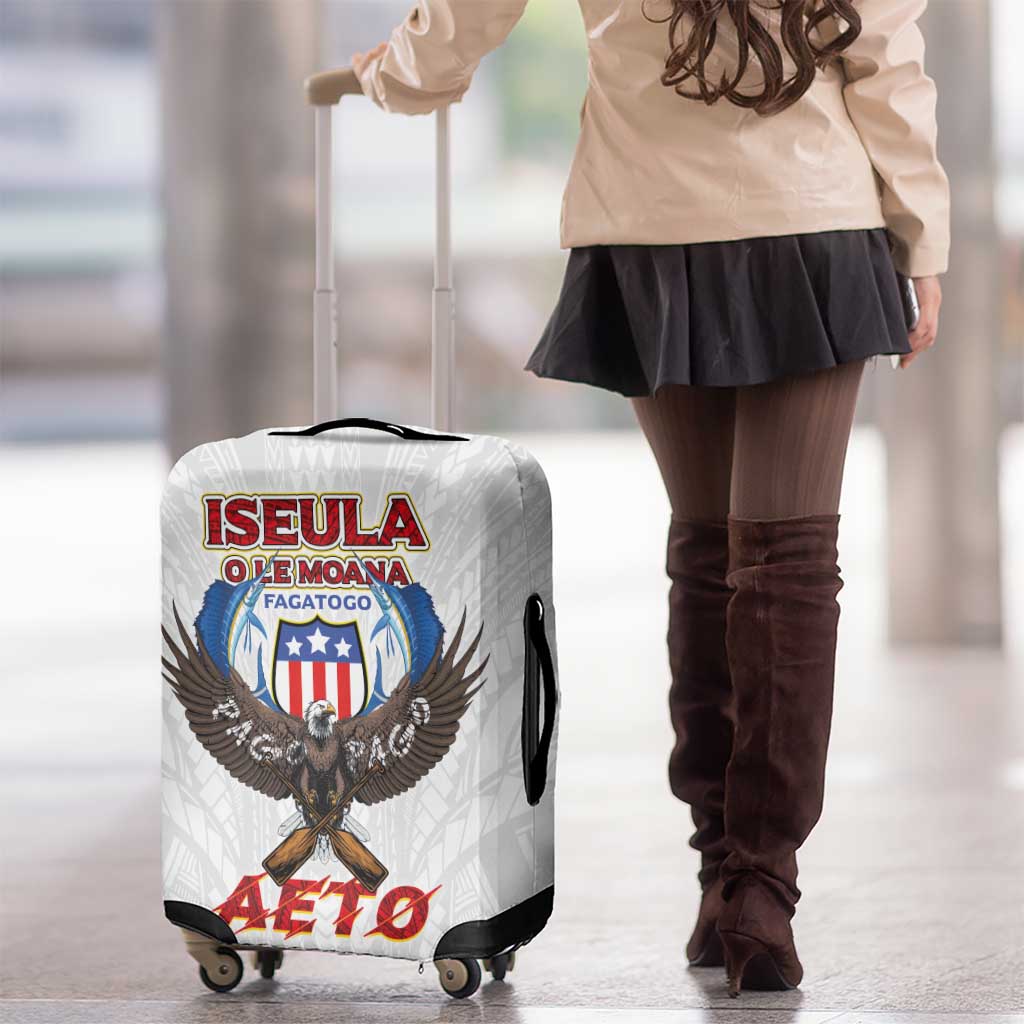 American Samoa Fautasi Luggage Cover Pago Pago Aeto and Iseula o le Moana of Fagatogo White Color - Polynesian Pride