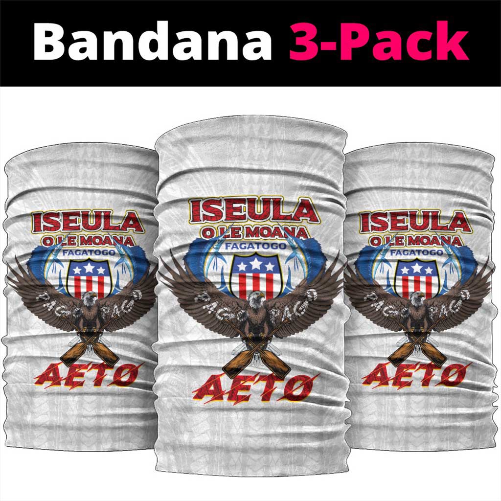 American Samoa Fautasi Neck Gaiter Pago Pago Aeto and Iseula o le Moana of Fagatogo White Color LT03 package One Size: 25*50cm White - Polynesian Pride