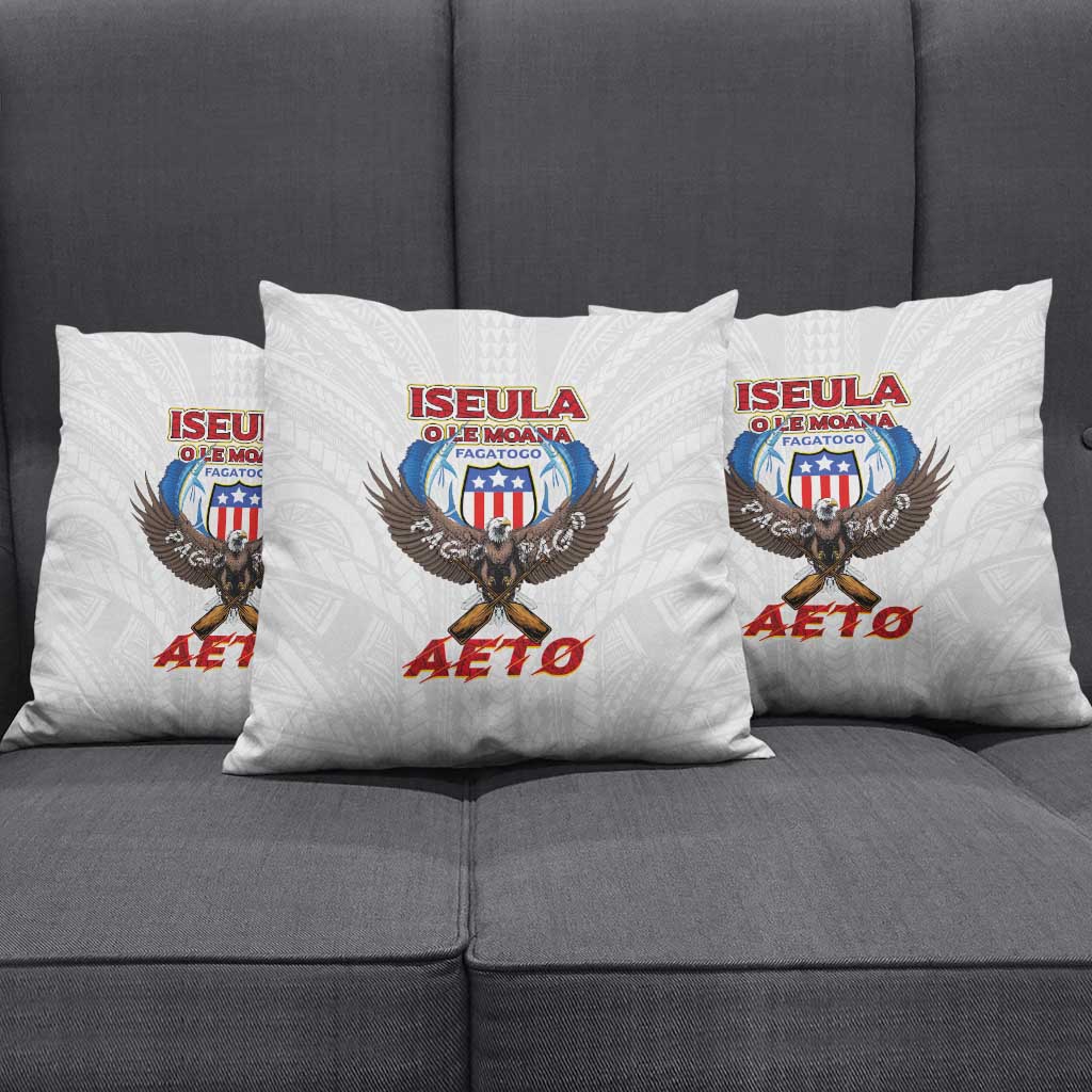 American Samoa Fautasi Pillow Cover Pago Pago Aeto and Iseula o le Moana of Fagatogo White Color LT03 - Polynesian Pride