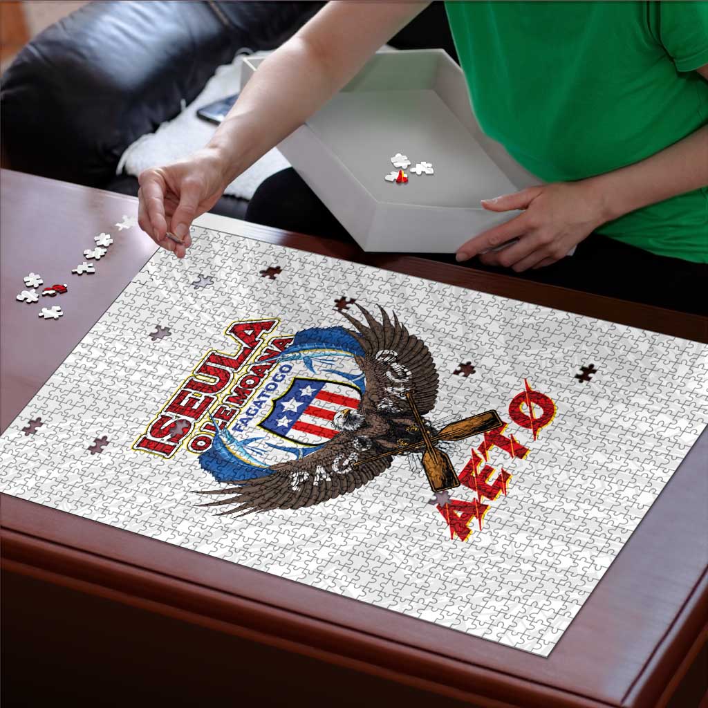 American Samoa Fautasi Puzzle Pago Pago Aeto and Iseula o le Moana of Fagatogo White Color - Polynesian Pride