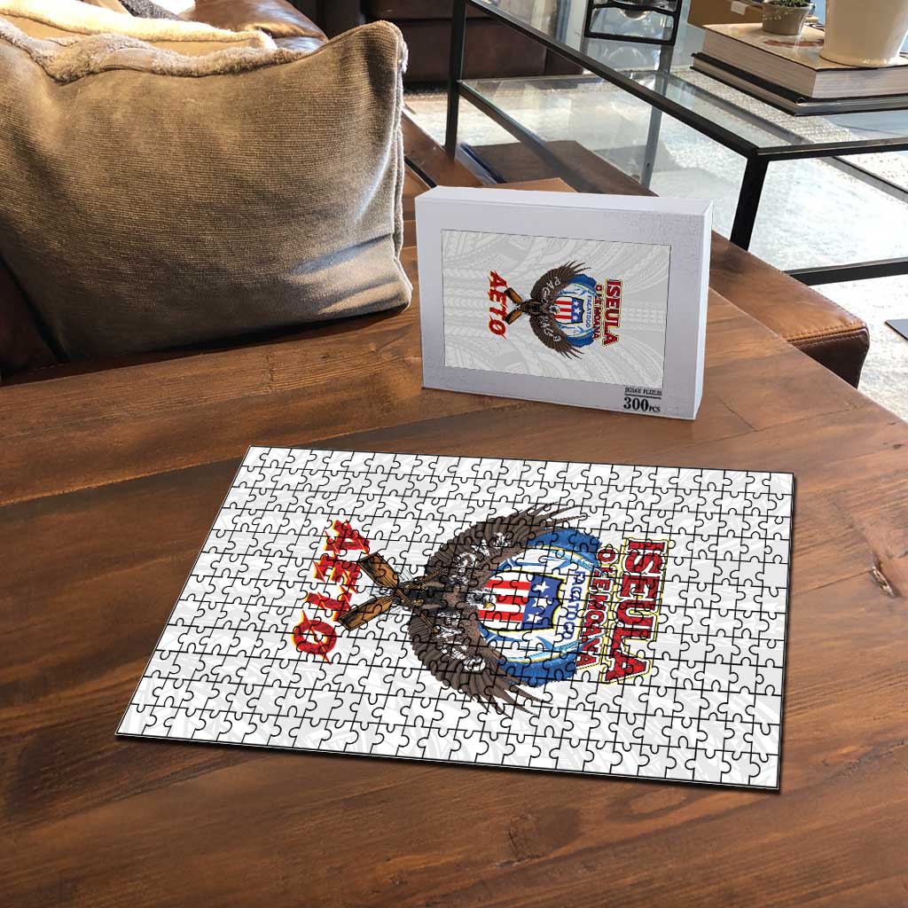 American Samoa Fautasi Puzzle Pago Pago Aeto and Iseula o le Moana of Fagatogo White Color - Polynesian Pride