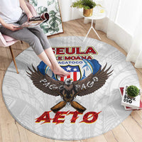 American Samoa Fautasi Round Carpet Pago Pago Aeto and Iseula o le Moana of Fagatogo White Color - Polynesian Pride