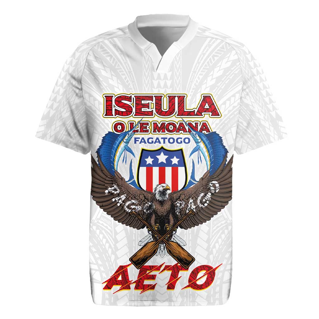 American Samoa Fautasi Rugby Jersey Pago Pago Aeto and Iseula o le Moana of Fagatogo White Color - Polynesian Pride