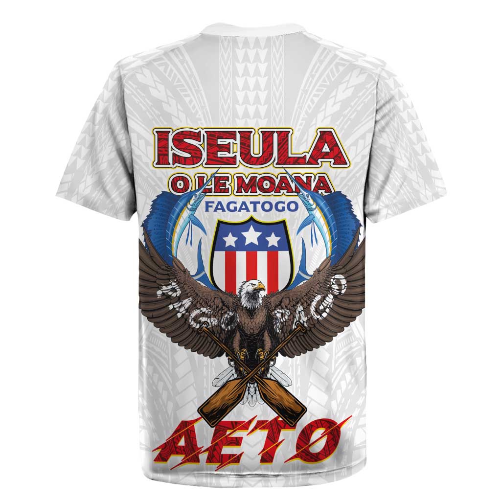 American Samoa Fautasi Rugby Jersey Pago Pago Aeto and Iseula o le Moana of Fagatogo White Color - Polynesian Pride