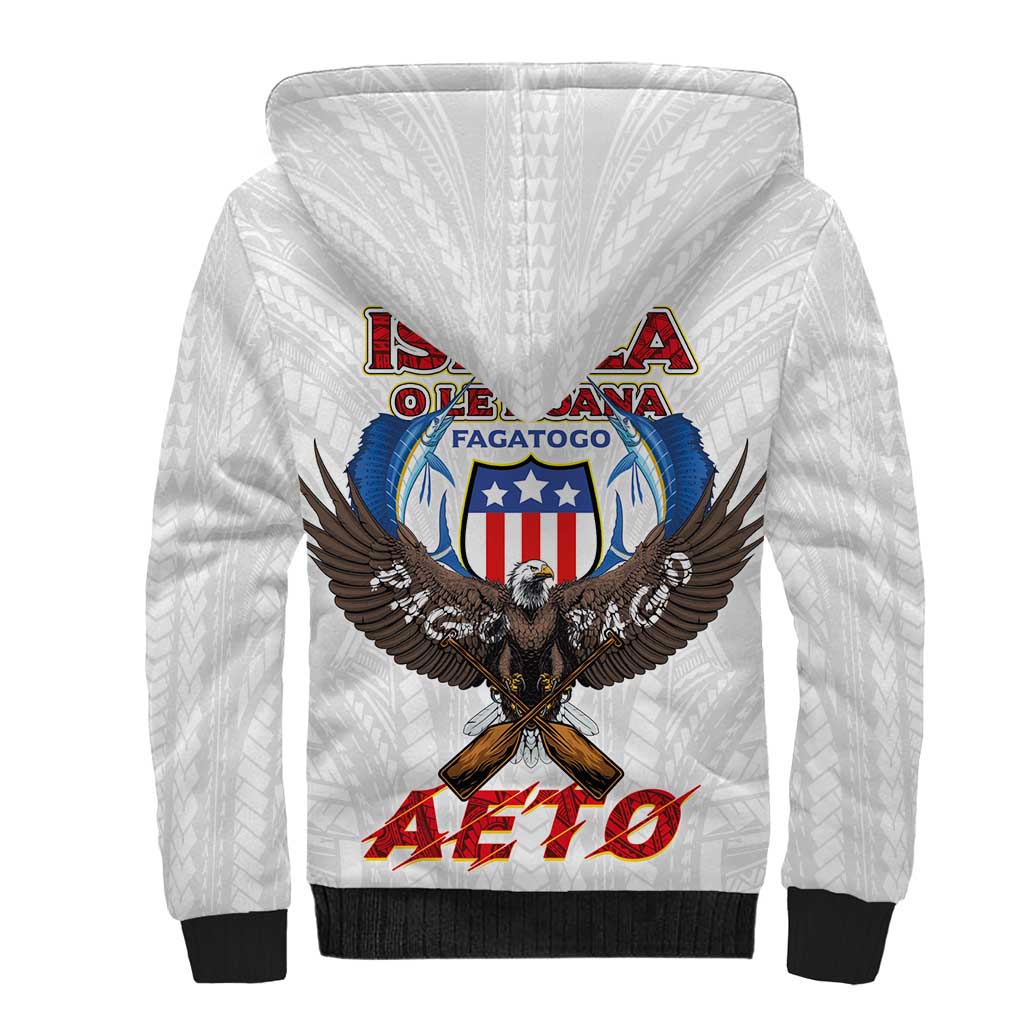 American Samoa Fautasi Sherpa Hoodie Pago Pago Aeto and Iseula o le Moana of Fagatogo White Color LT03 - Polynesian Pride