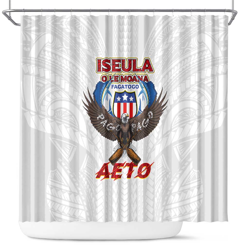 American Samoa Fautasi Shower Curtain Pago Pago Aeto and Iseula o le Moana of Fagatogo White Color - Polynesian Pride