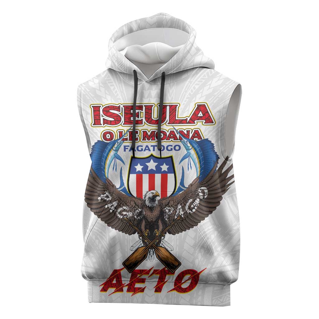 American Samoa Fautasi Sleeveless Hoodie Pago Pago Aeto and Iseula o le Moana of Fagatogo White Color - Polynesian Pride