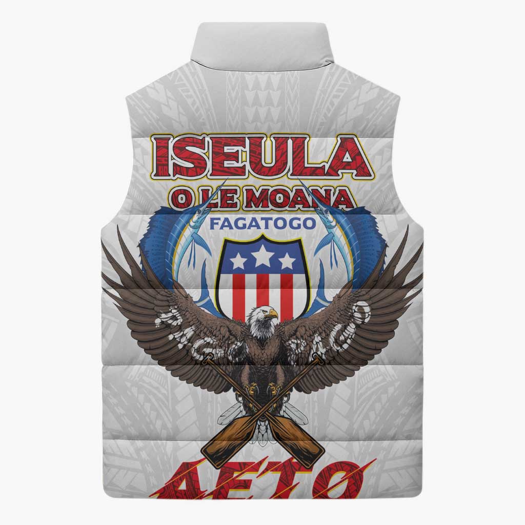 American Samoa Fautasi Sleeveless Puffer Jacket Pago Pago Aeto and Iseula o le Moana of Fagatogo White Color - Polynesian Pride