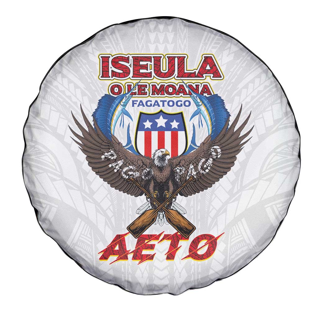 American Samoa Fautasi Spare Tire Cover Pago Pago Aeto and Iseula o le Moana of Fagatogo White Color - Polynesian Pride